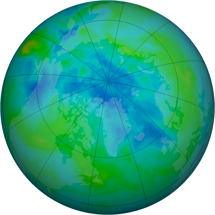 Arctic ozone map for 30 August 1993